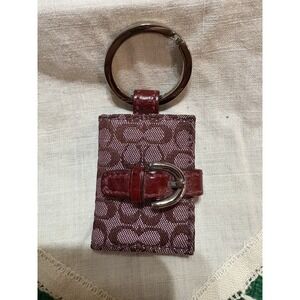 COACH Y2K Photo Frame Key Chain Fob Bag Charm Maroon Signature C Logo